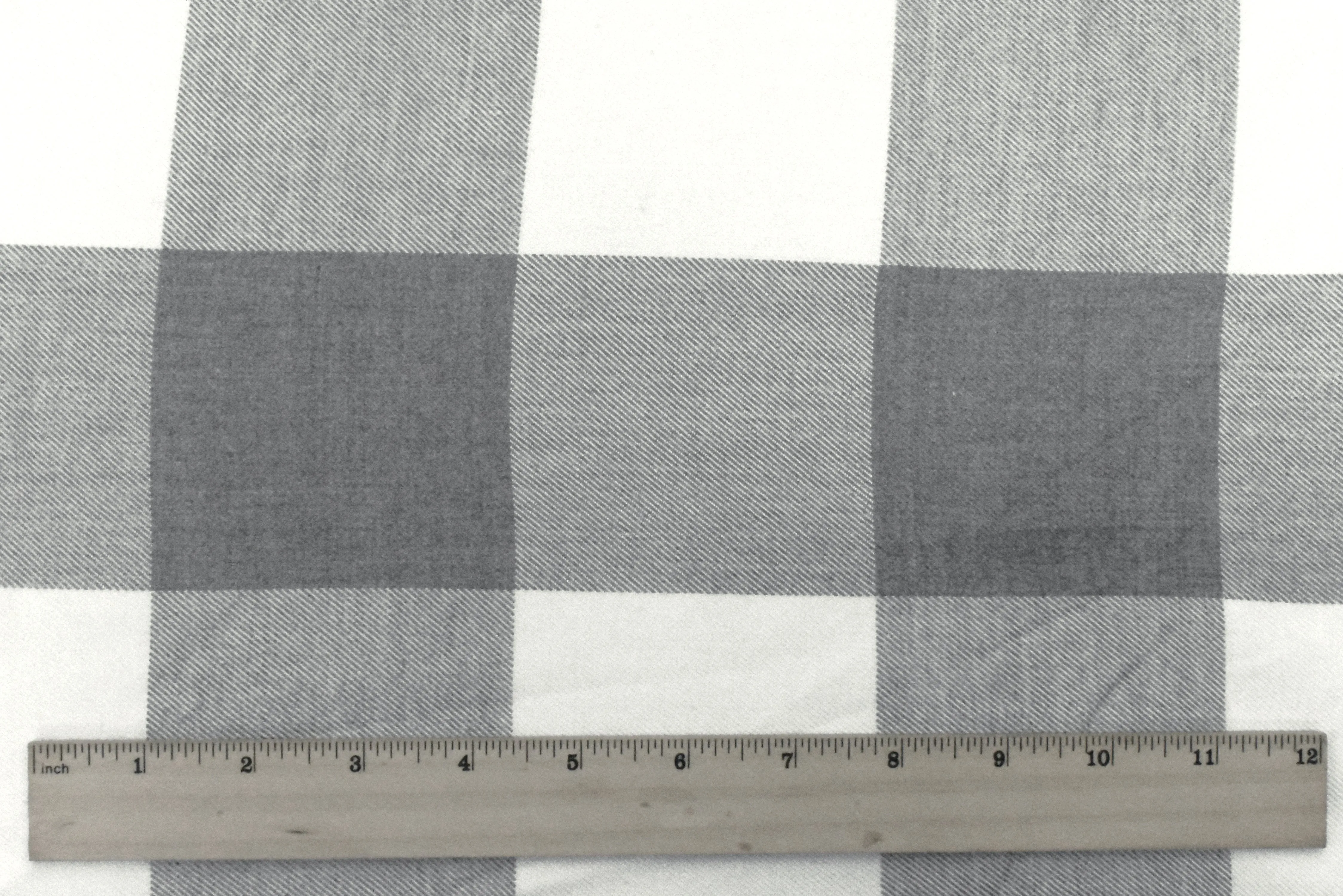 10 YD PC-Gray-Lightest Ivory Plaid Twill Woven Fabric