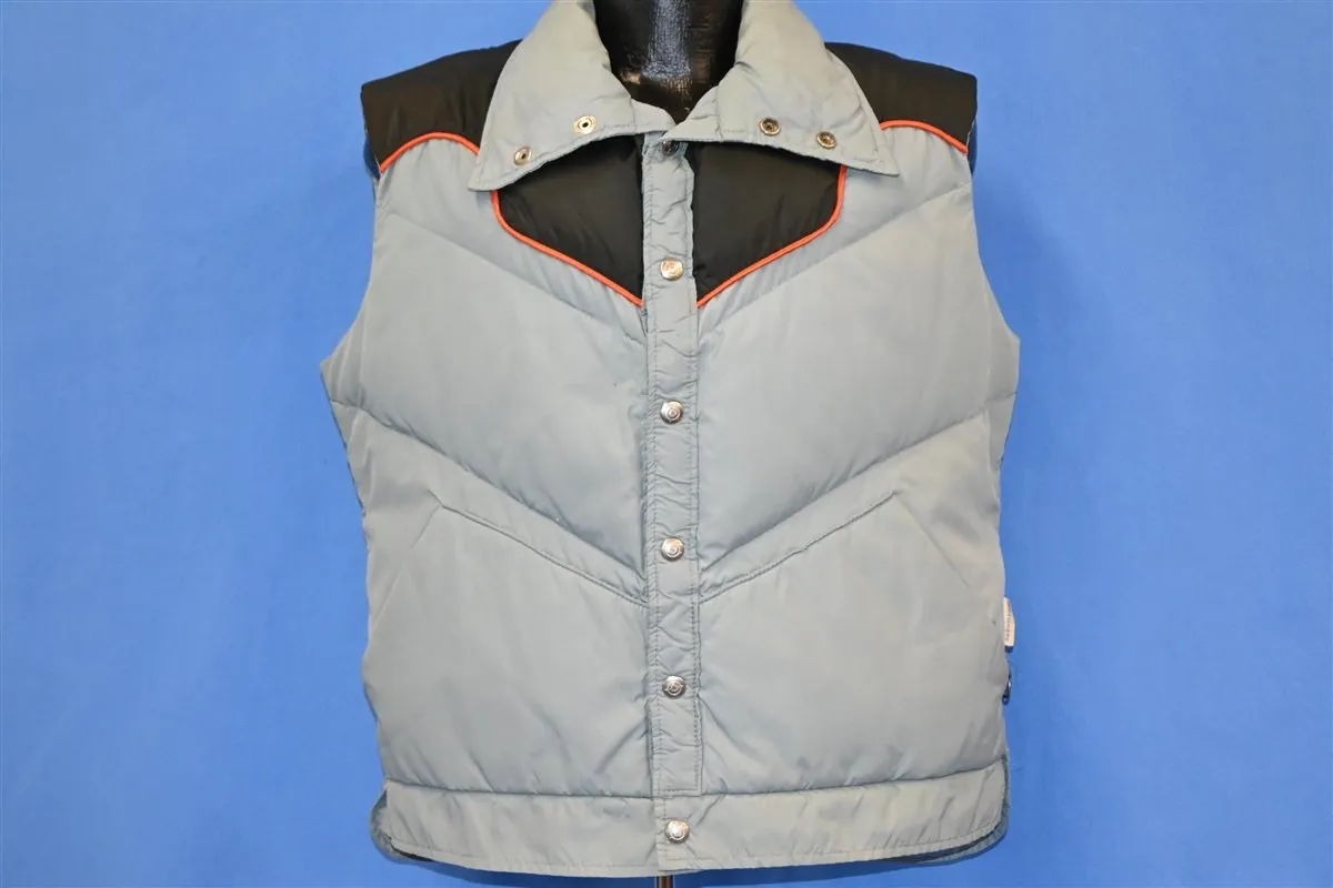 80s Obermeyer Gray Western Yoke Down Fill Puffy Ski Vest Large