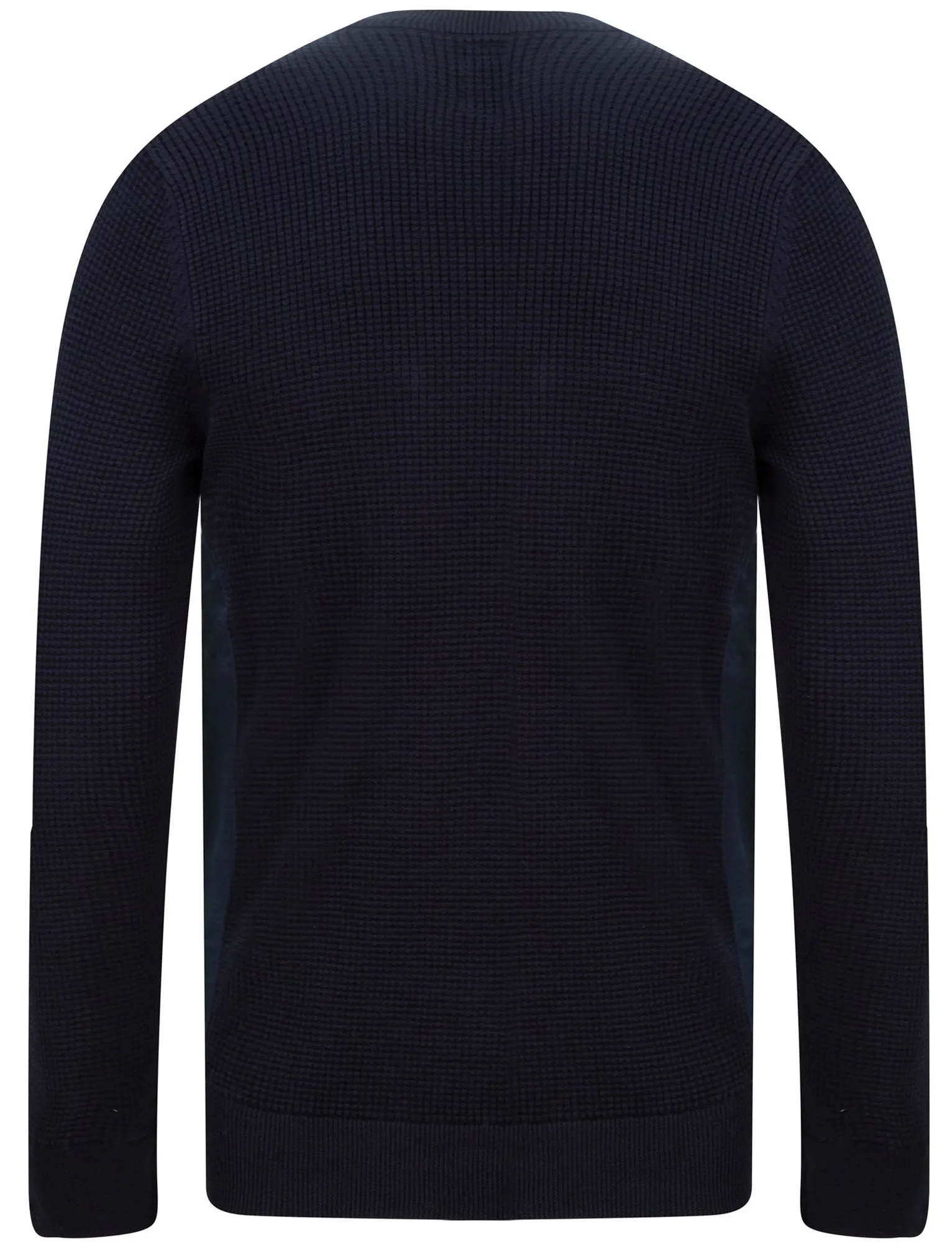 Alpher Textured Cotton Knit Jumper with Fabric Chest Pocket In Navy - Dissident