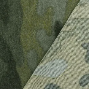 Army Green Camouflage Printed Brushed Jersey Knit Fabric