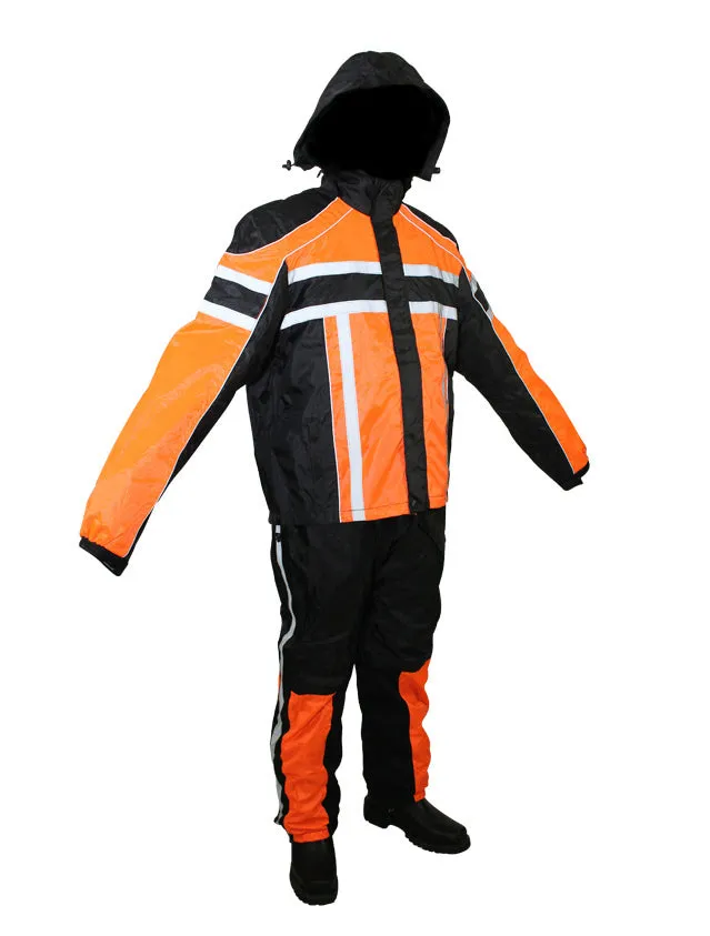 Black/Orange Textile Two-Piece Rain Suit By Dream Apparel®