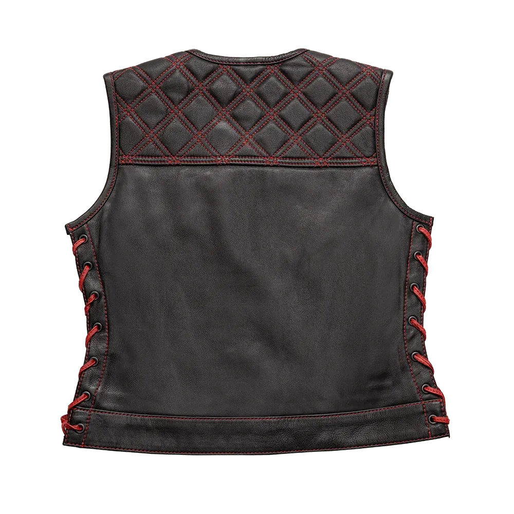 Bonnie - Women's Motorcycle Leather Vest - Diamond Quilt