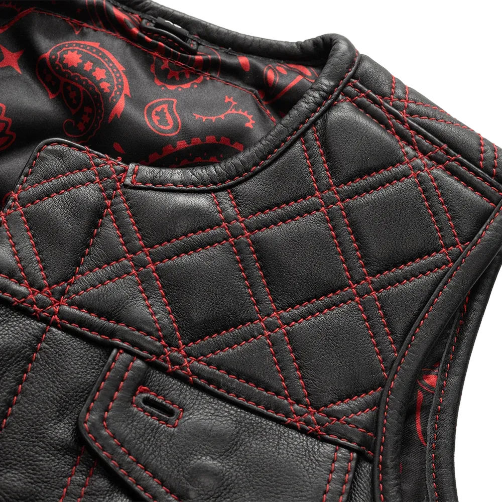 Bonnie - Women's Motorcycle Leather Vest - Diamond Quilt