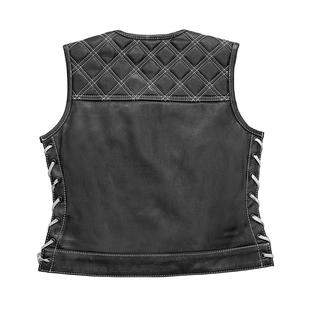 Bonnie - Women's Motorcycle Leather Vest - Diamond Quilt