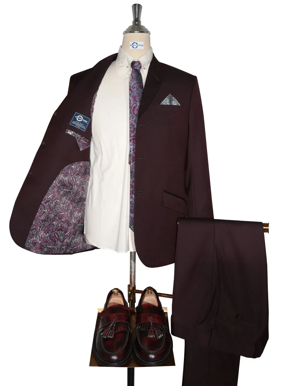 Burgundy And Black Two Tone Suit