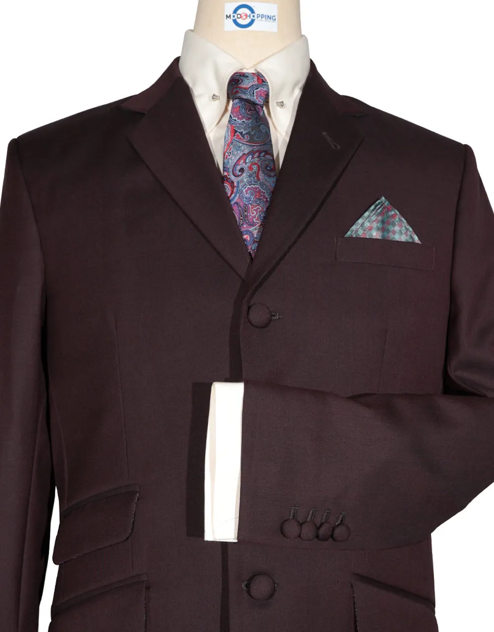 Burgundy And Black Two Tone Suit