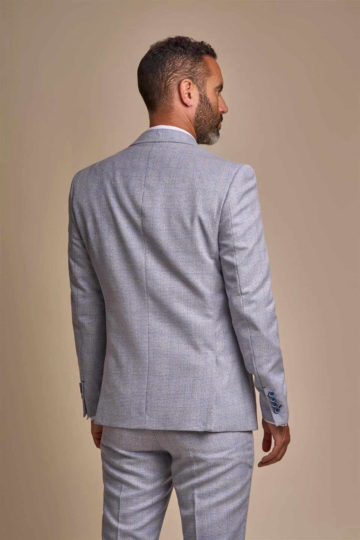 Caridi Sky Short Check Three Piece Suit