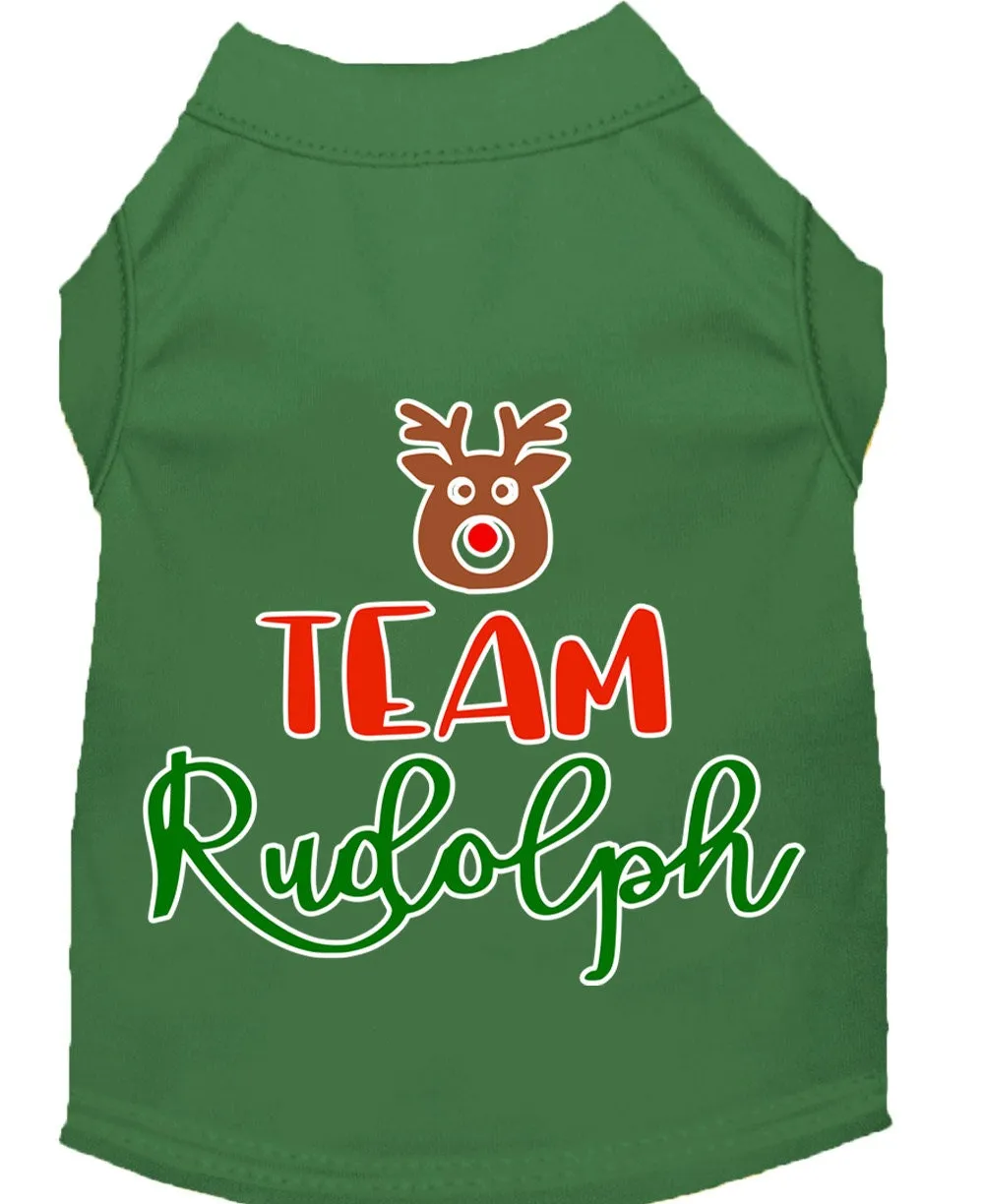 Christmas Pet Dog & Cat Shirt Screen Printed, "Team Rudolph"