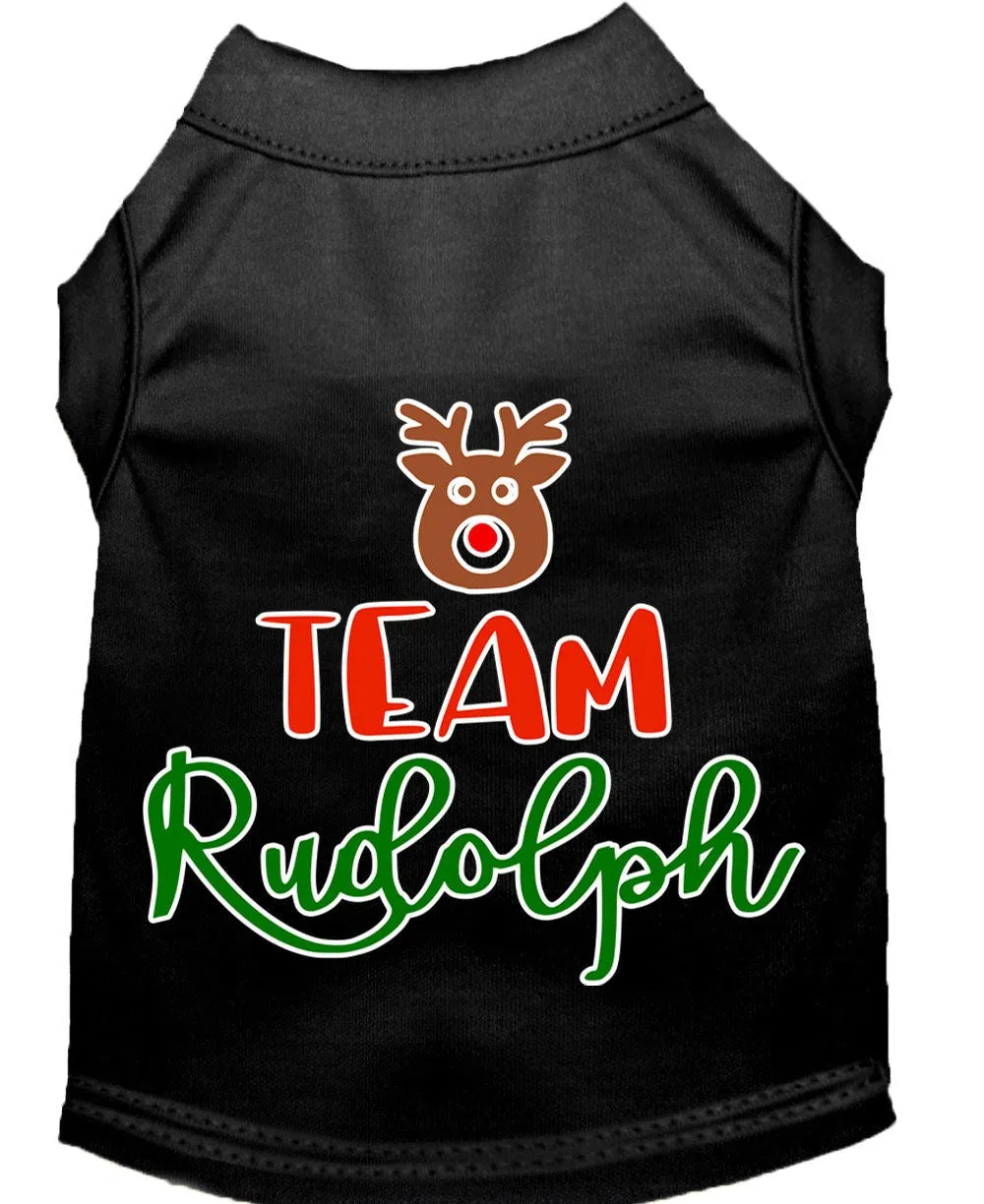 Christmas Pet Dog & Cat Shirt Screen Printed, "Team Rudolph"