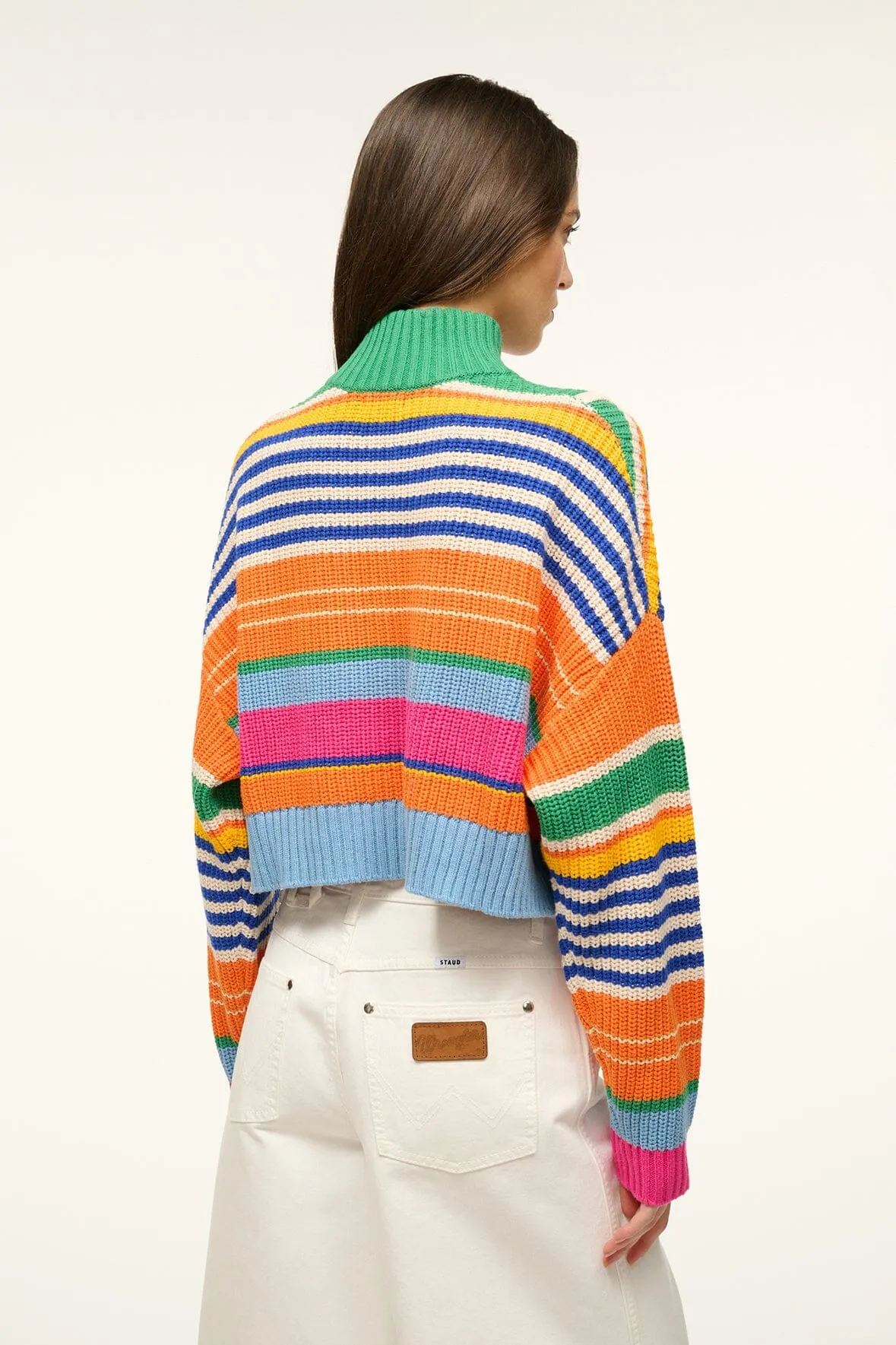 CROPPED HAMPTON SWEATER | MULTI BAYADERE STRIPE