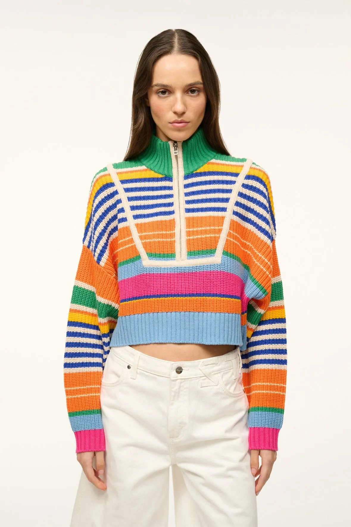 CROPPED HAMPTON SWEATER | MULTI BAYADERE STRIPE