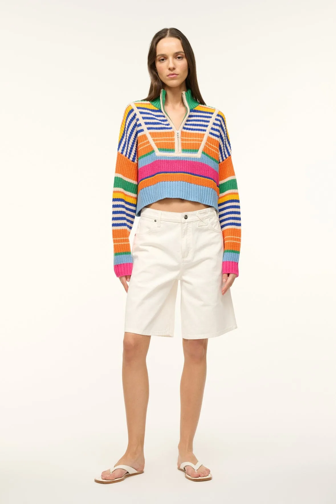 CROPPED HAMPTON SWEATER | MULTI BAYADERE STRIPE