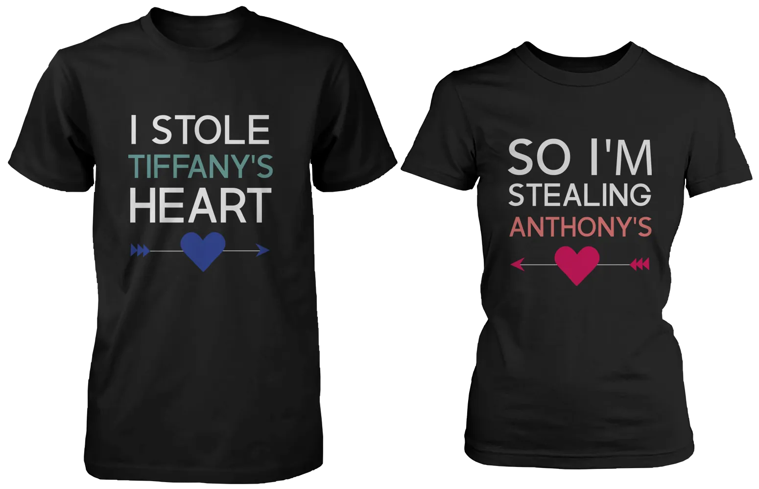 [custom] I Stole Her Heart So I'm Stealing Heart Matching Couple Shirts (Set)