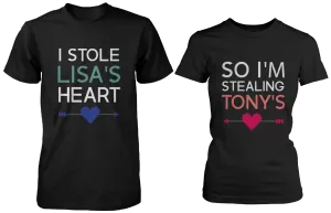 [custom] I Stole Her Heart So I'm Stealing Heart Matching Couple Shirts (Set)