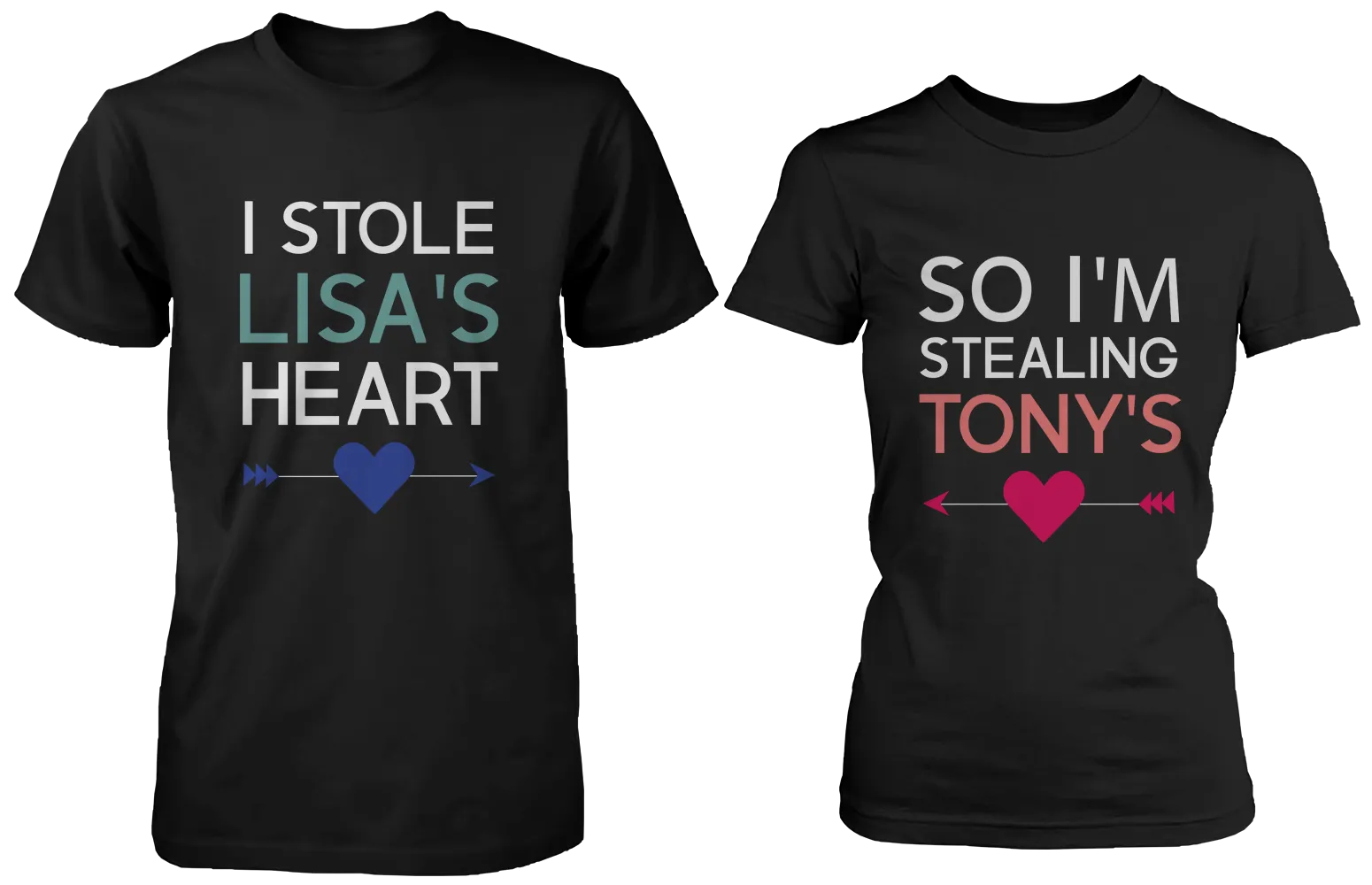 [custom] I Stole Her Heart So I'm Stealing Heart Matching Couple Shirts (Set)