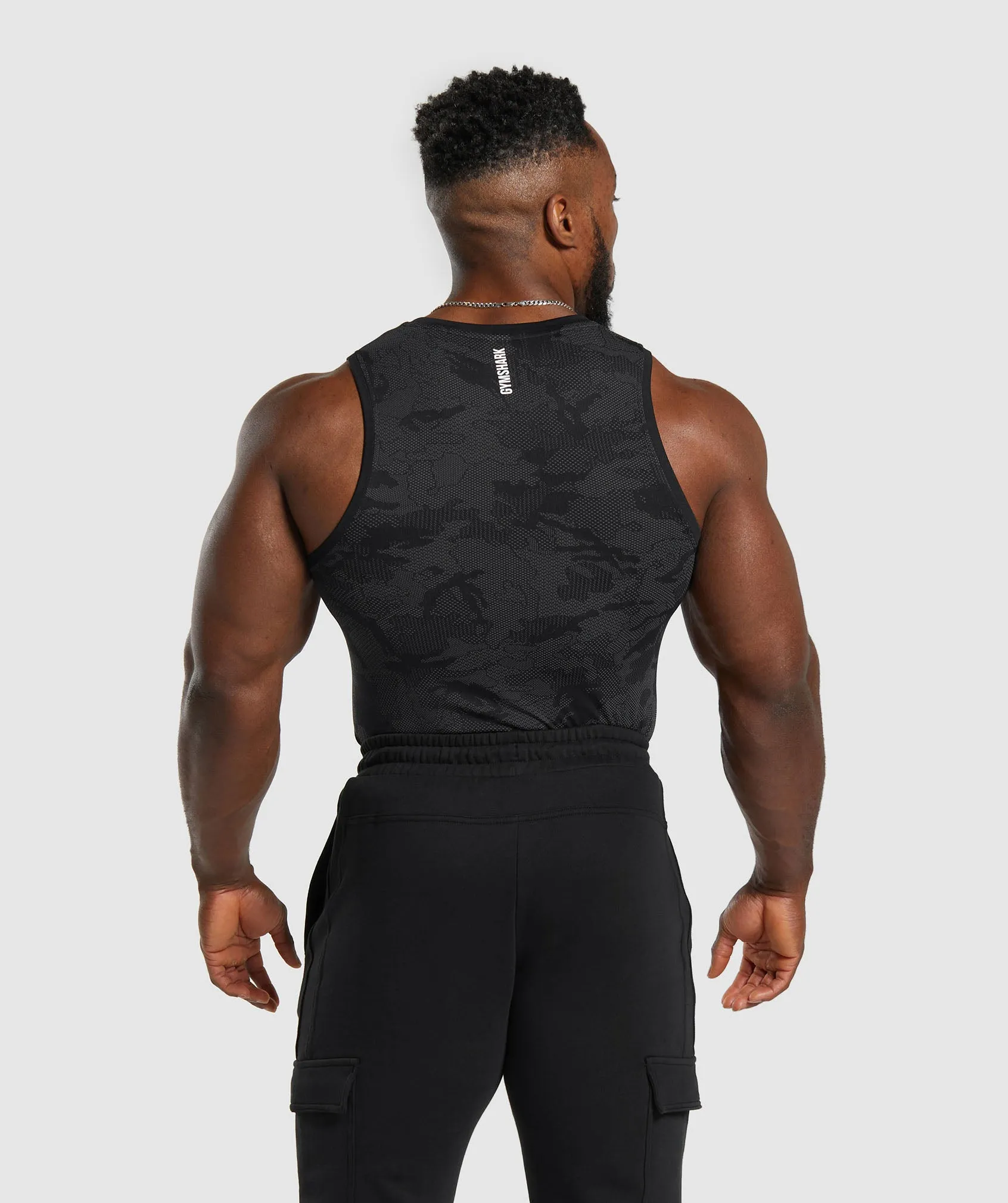 Gymshark Geo Seamless Tank - Black/Charcoal Grey