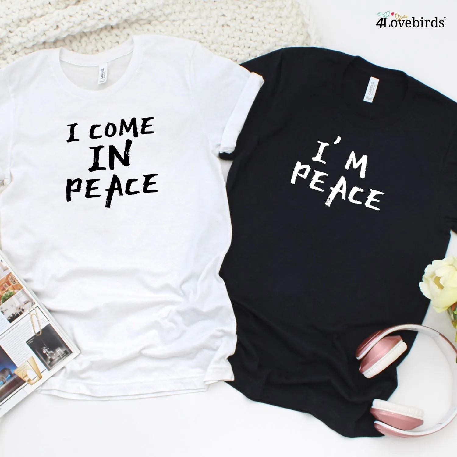 I Come in Peace & I'm Peace Humorous Matching Outfits Set for Couples