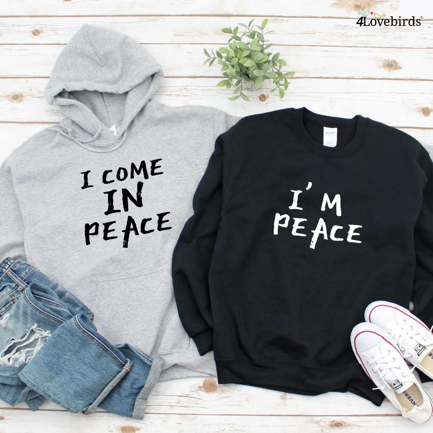 I Come in Peace & I'm Peace Humorous Matching Outfits Set for Couples