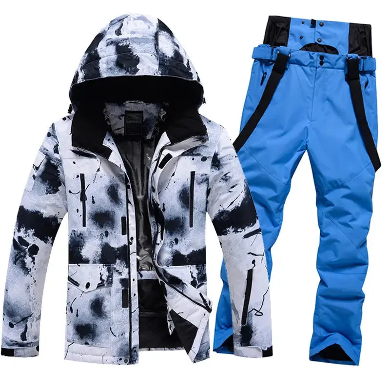 Ink Painting Style Ski & Snowboard Suits Ski Bibs