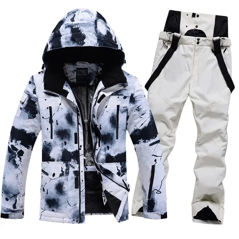 Ink Painting Style Ski & Snowboard Suits Ski Bibs