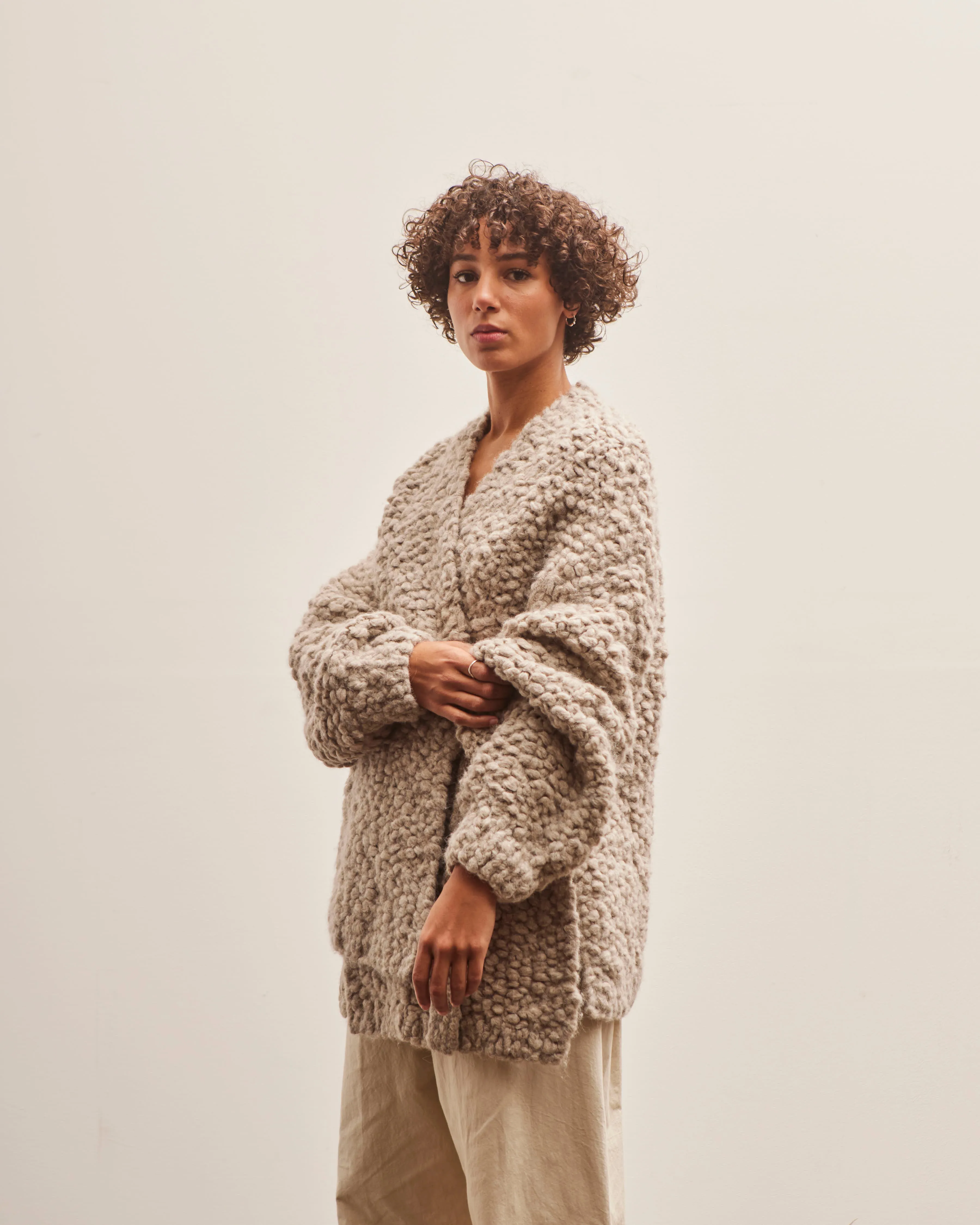 Lauren Manoogian Handknit Matta Cardigan, Granite