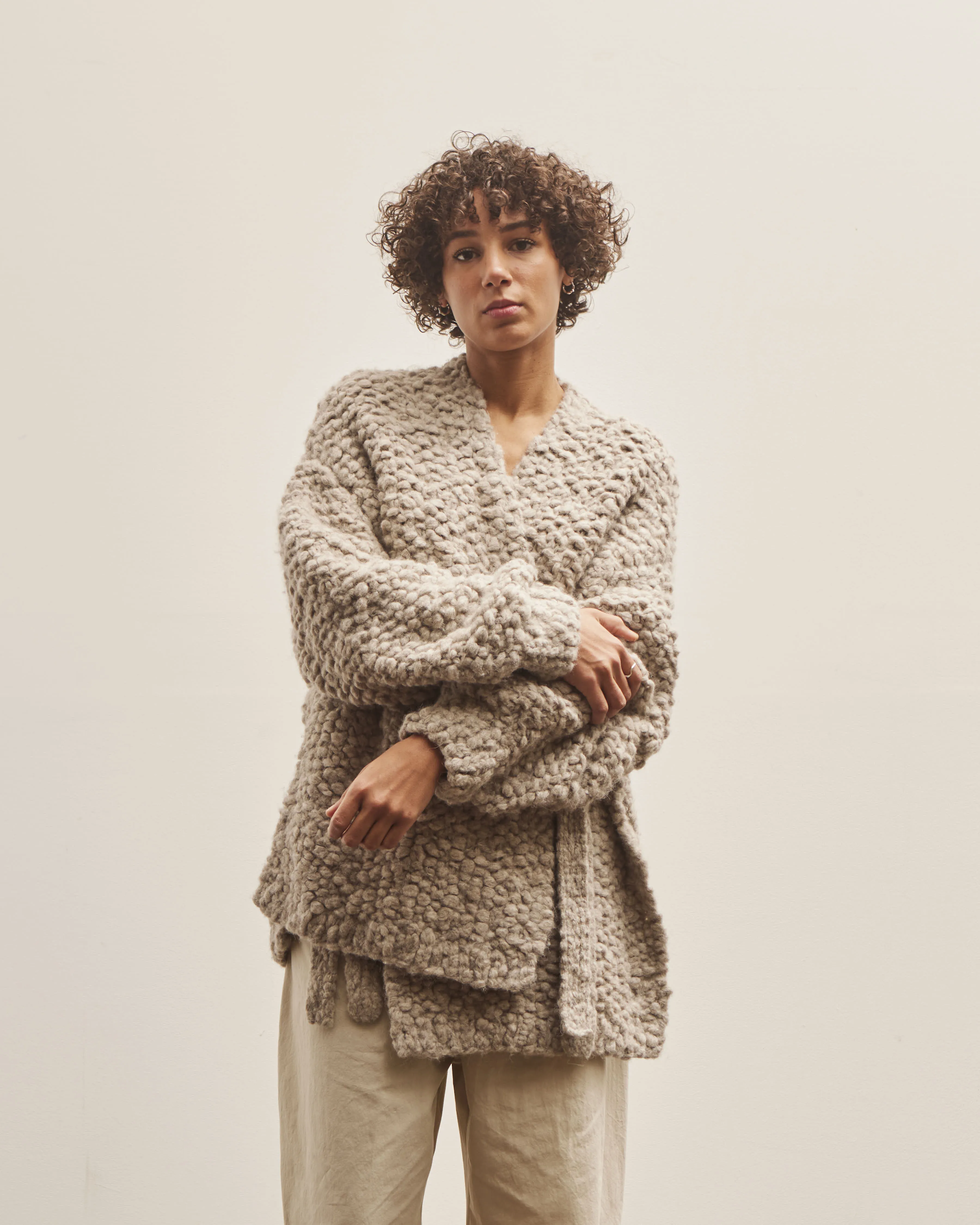 Lauren Manoogian Handknit Matta Cardigan, Granite