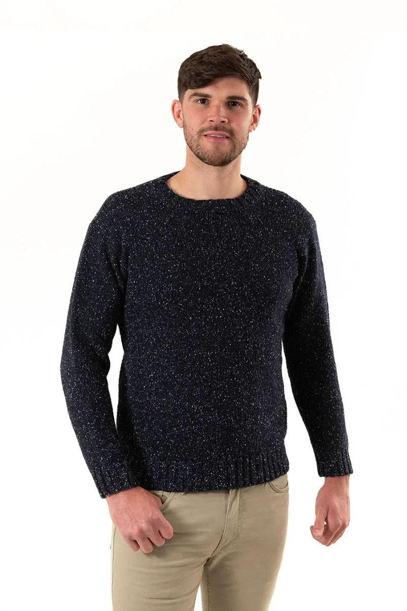 Mens Chunky Crew Neck Jumper - Blue John Navy