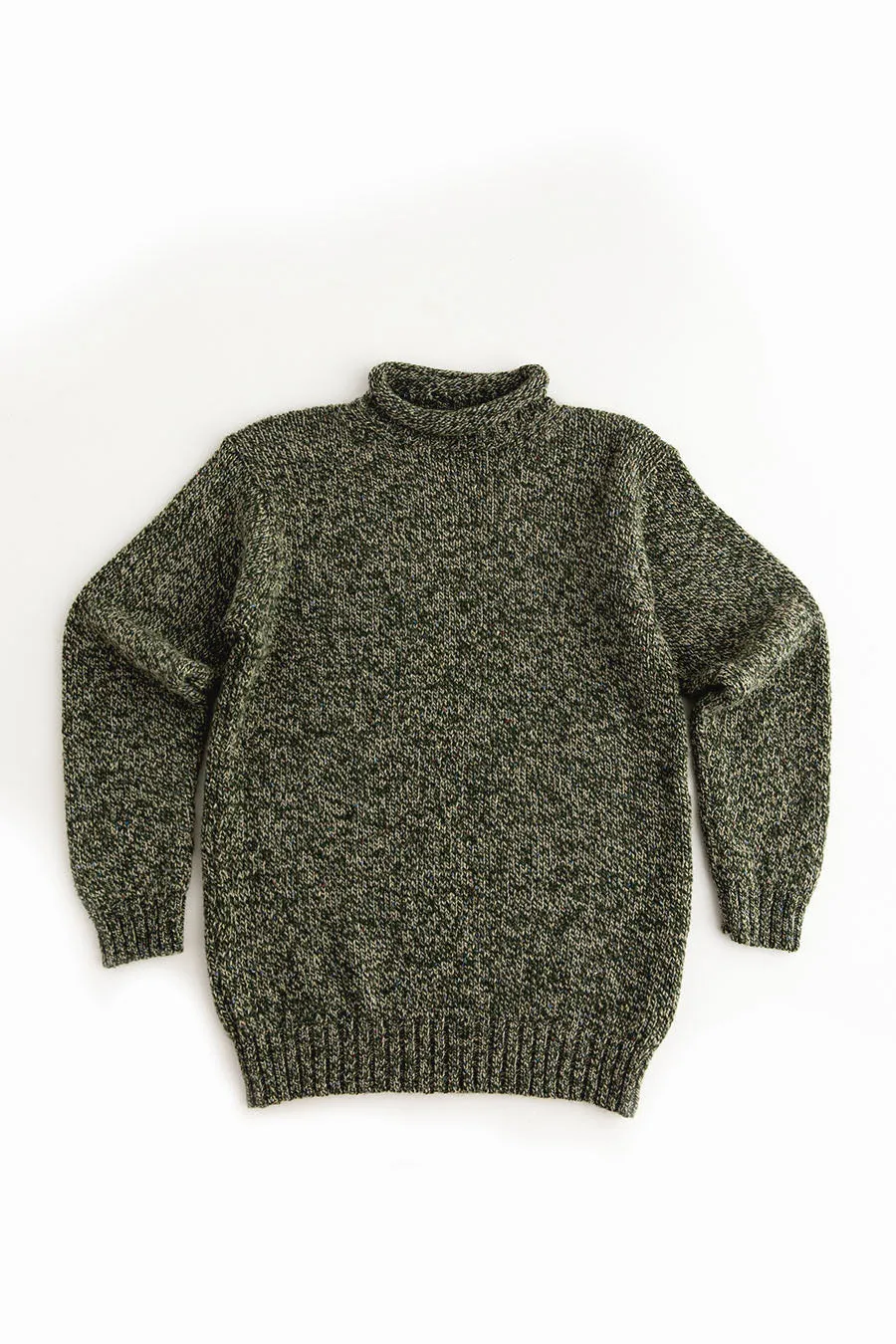 Mens Chunky Roll Neck Jumper - Forest