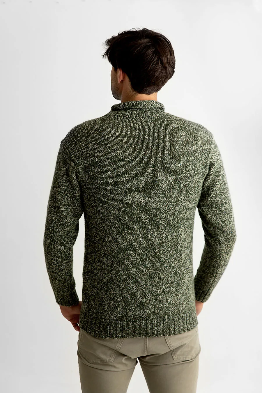 Mens Chunky Roll Neck Jumper - Forest