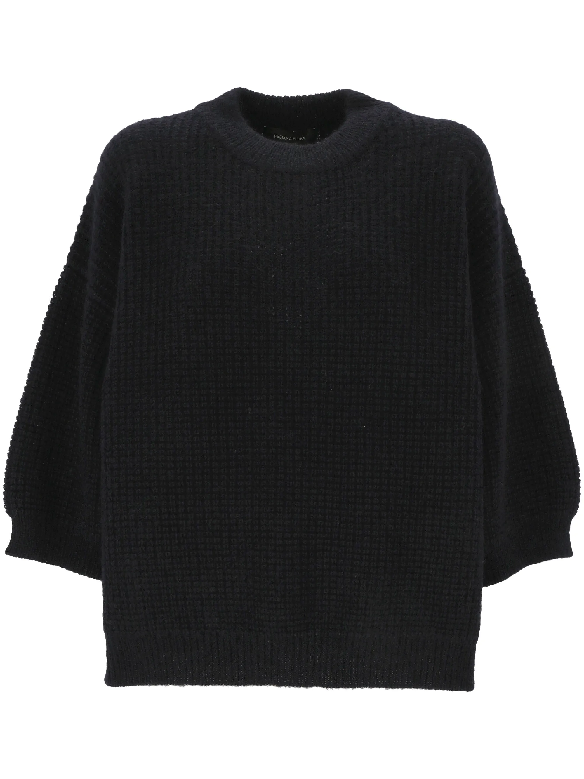 Navy Blue Mohair Blend Chunky Sweater