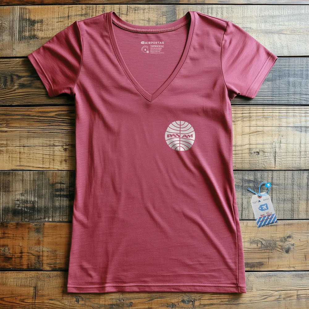 Pan Am Logo Pocket - Women's V-Neck T-Shirt