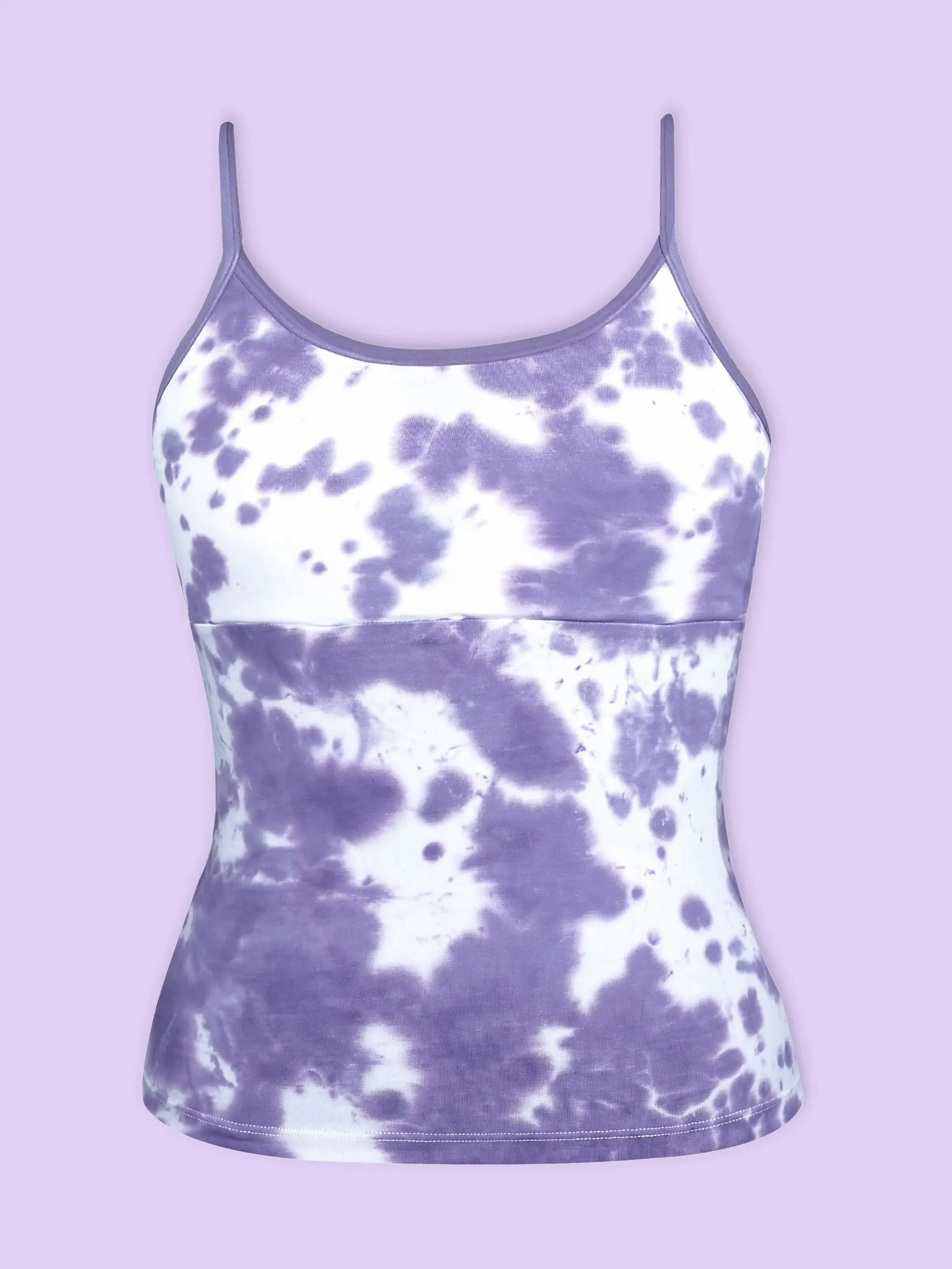 PURPLE TIE DYE HIGH COVERAGE COTTON PADDED CAMISOLE BRA | ADJUSTABLE STRAP