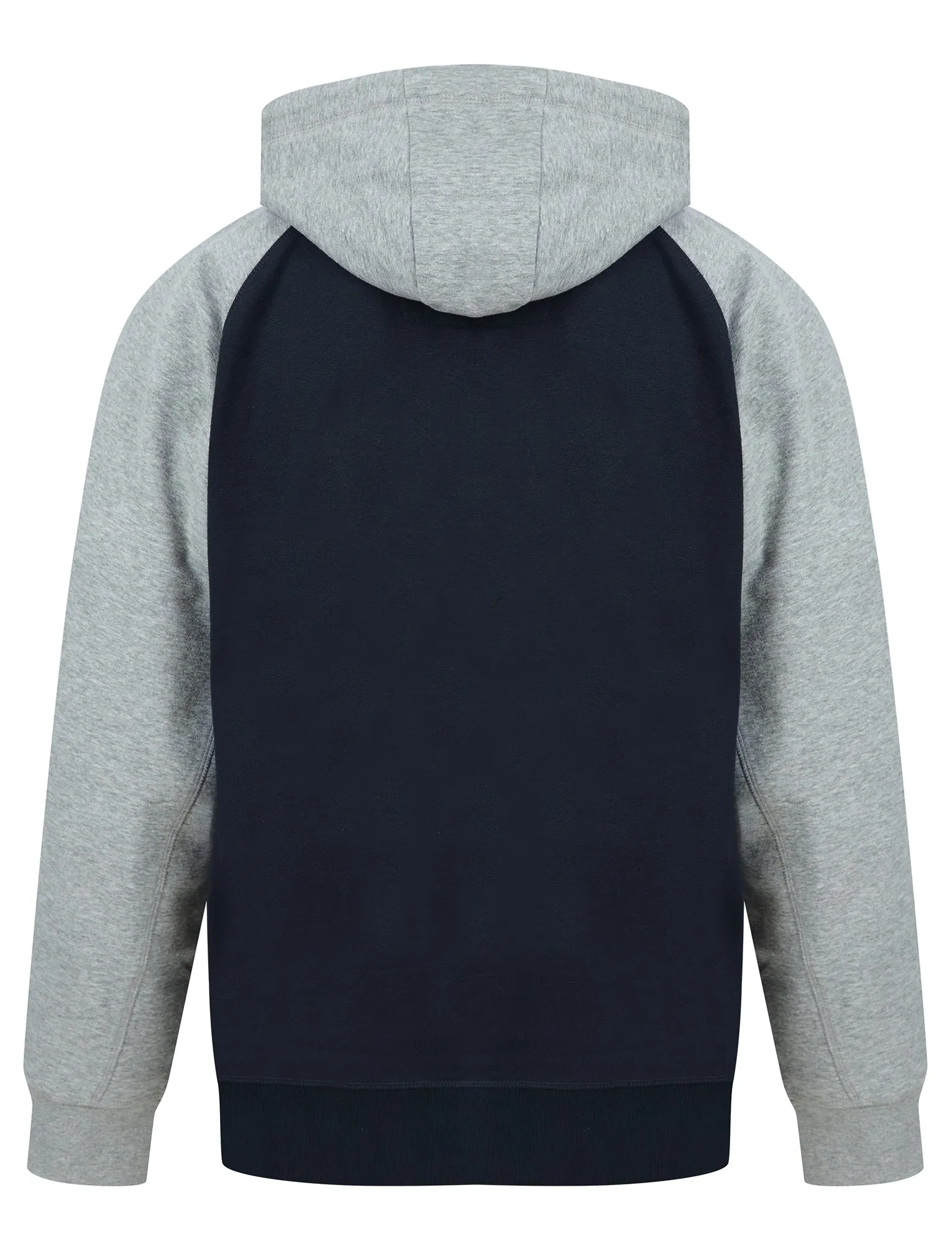 Raggo Zip Through Raglan Sleeve Hoodie in Navy / Light Grey Marl - Tokyo Laundry