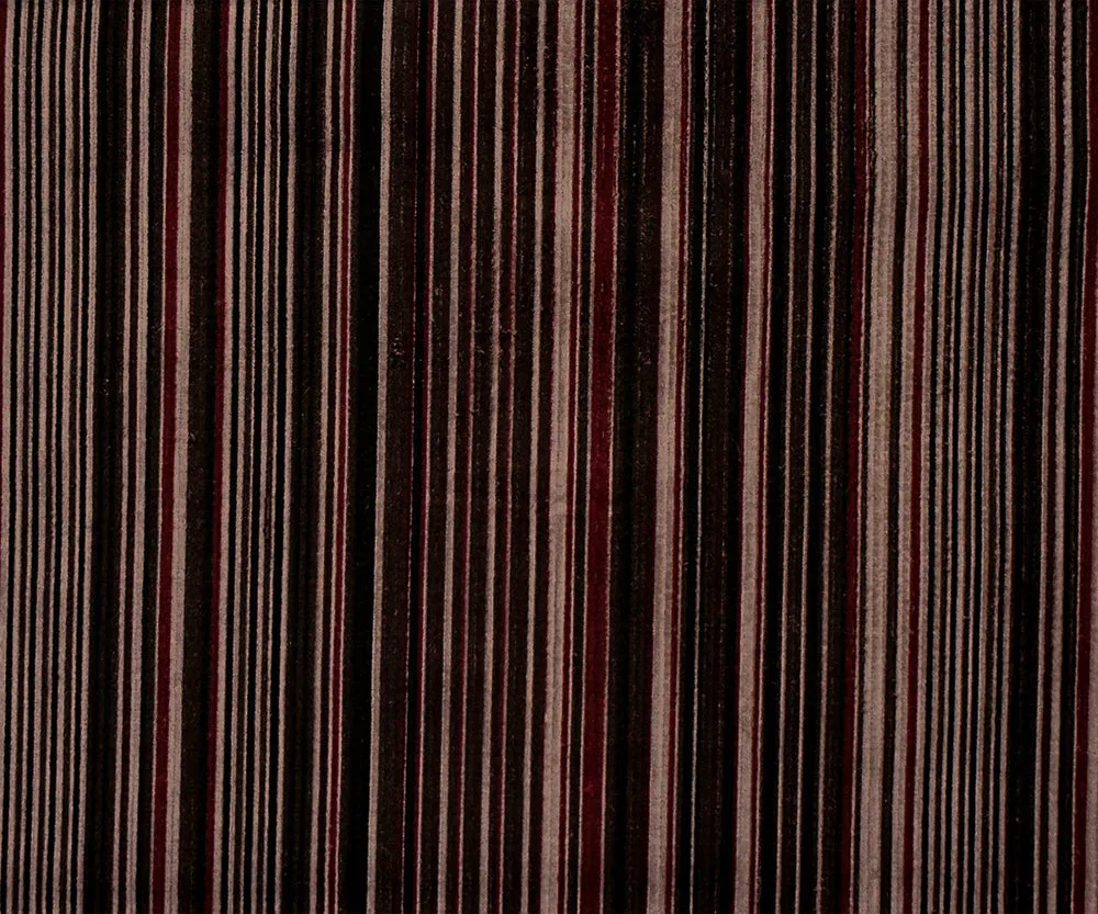 Red-Black-Brown Polyester Stripe Printed Corduroy Woven Fabric