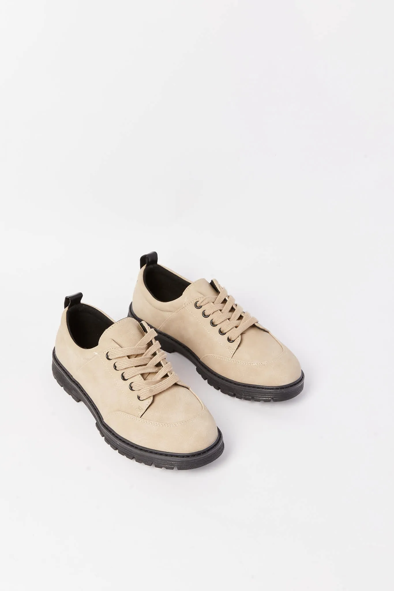 Senior Girls Beige Lace-Up Brogue