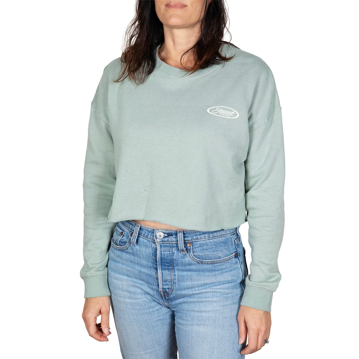 STEWART SURF OVAL WOMEN'S CROP CREWNECK SWEATSHIRT