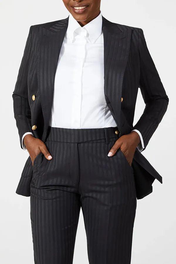 Stylish Notched Long Sleeve Lapel Blazer & Pants Set