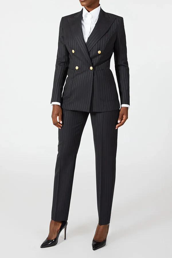 Stylish Notched Long Sleeve Lapel Blazer & Pants Set