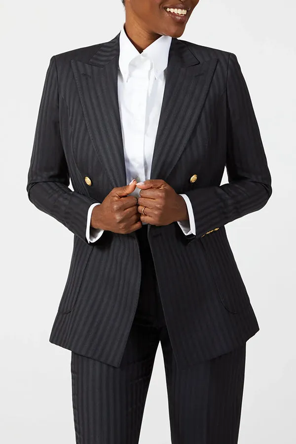 Stylish Notched Long Sleeve Lapel Blazer & Pants Set