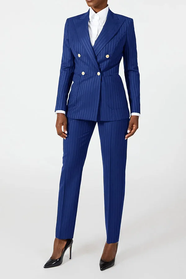 Stylish Notched Long Sleeve Lapel Blazer & Pants Set