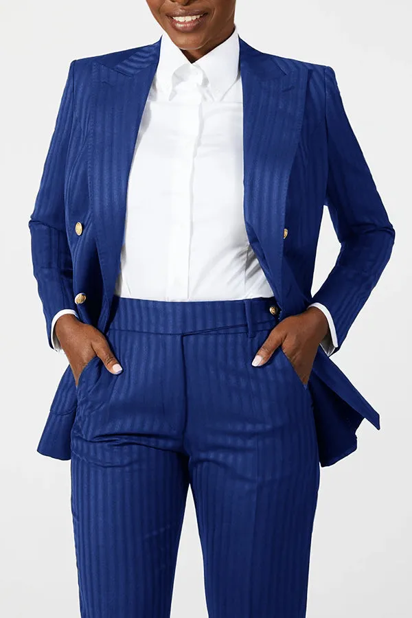 Stylish Notched Long Sleeve Lapel Blazer & Pants Set