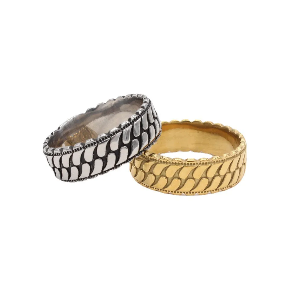 Stylish Striped Vintage Titanium Steel Ring for Men and Women