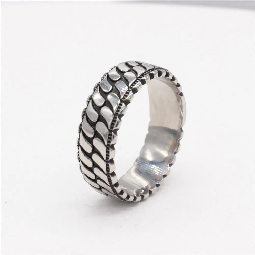 Stylish Striped Vintage Titanium Steel Ring for Men and Women