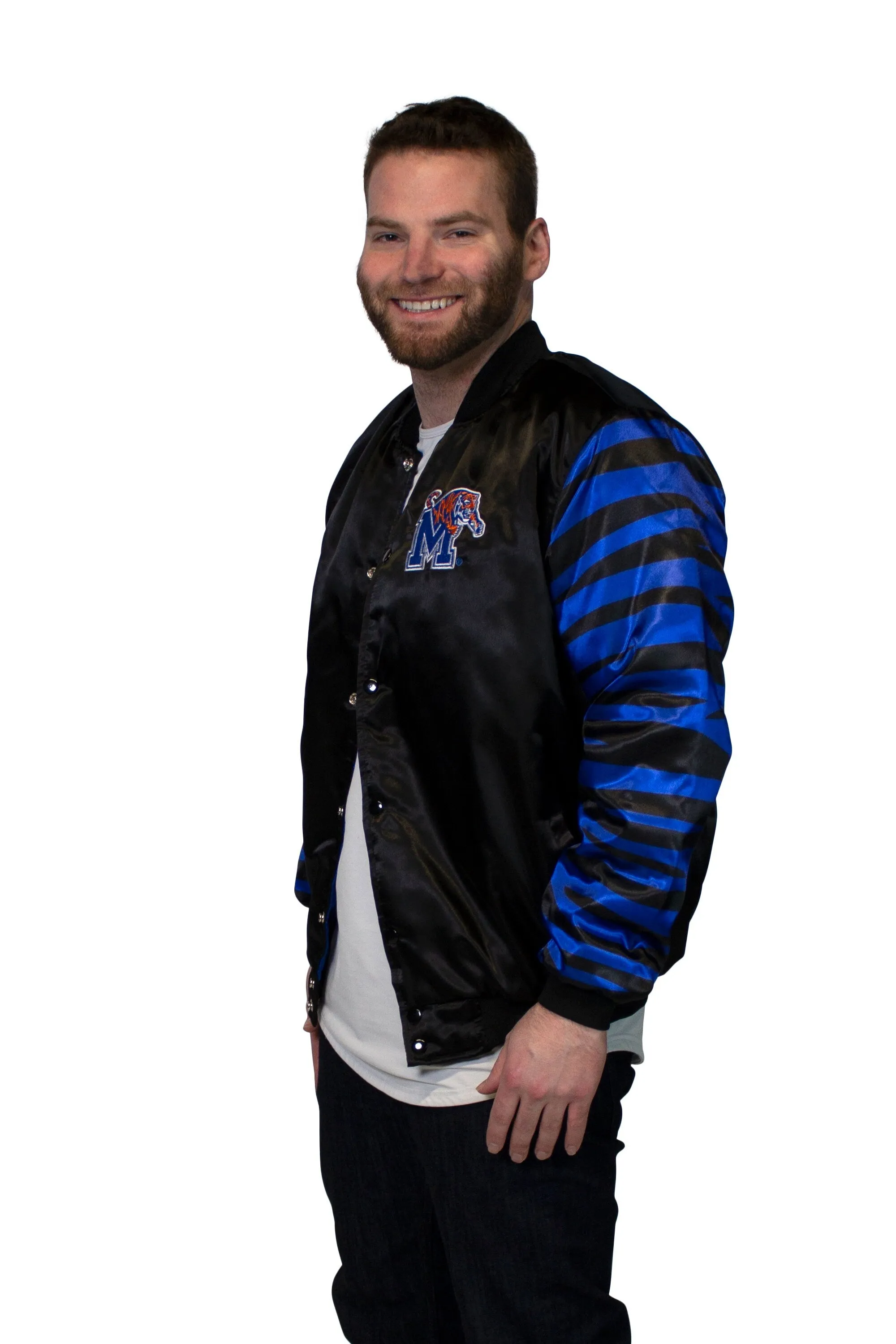 Twin Vision Activewear Memphis Tigers Men's Satin Bomber Jacket