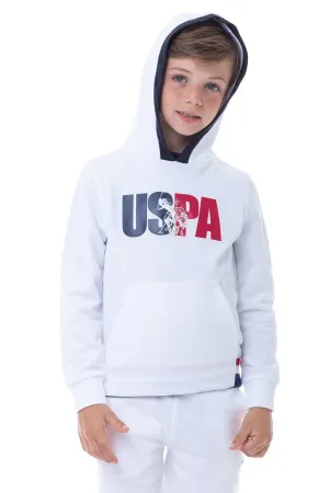 US POLO KIDS HOODIE IN WHITE