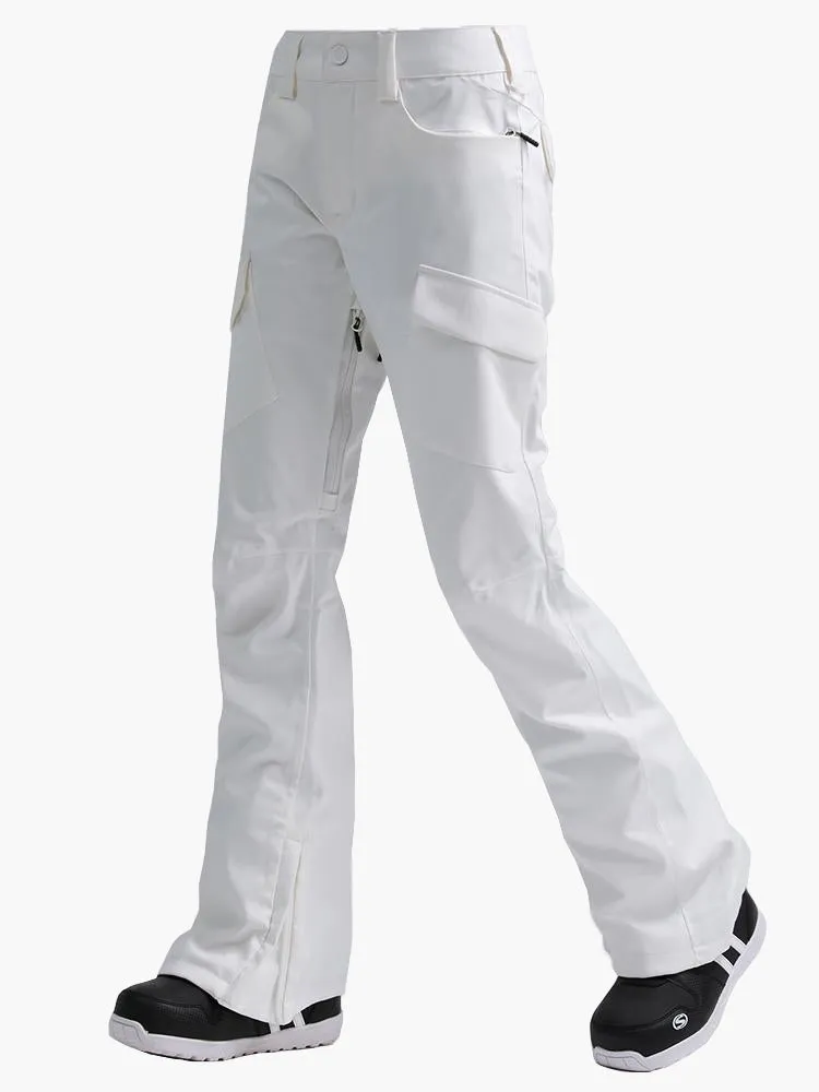 White warm waterproof elastic women's ski pants / snow pants