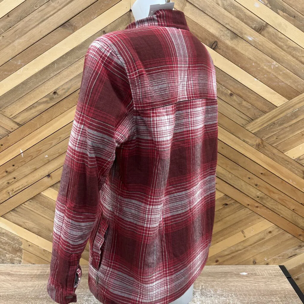 WindRiver - Women's Fleece-Lined Button-Up Flannel Jacket: Red/White-women-MD