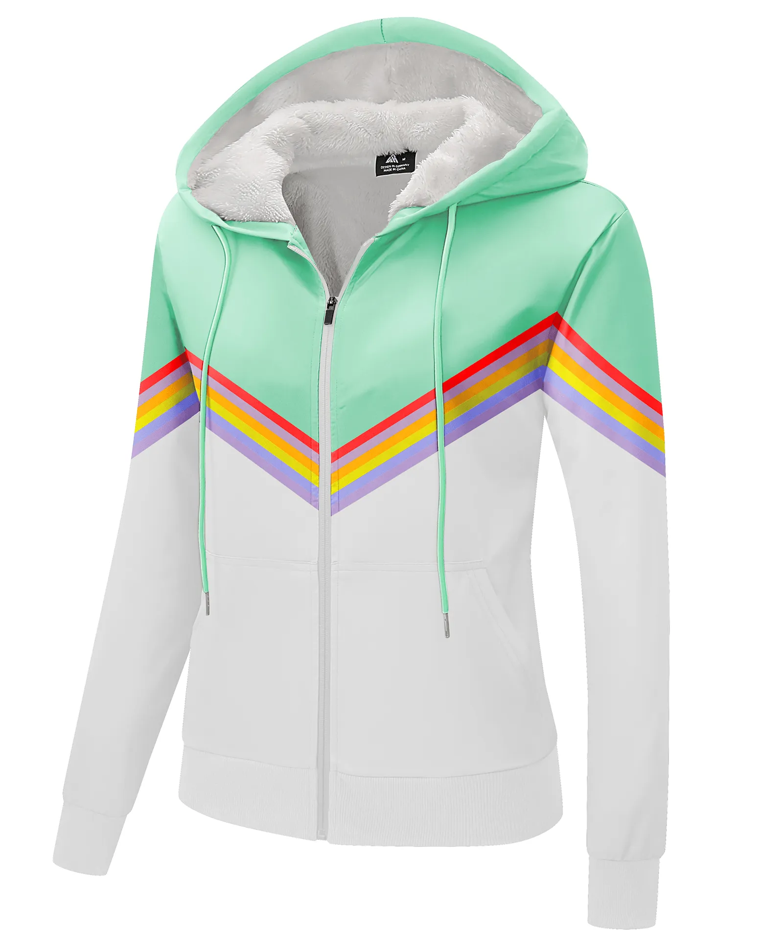 Women's Winter Drawstring Zip-Up Fleece Hoodie-ZPK006148