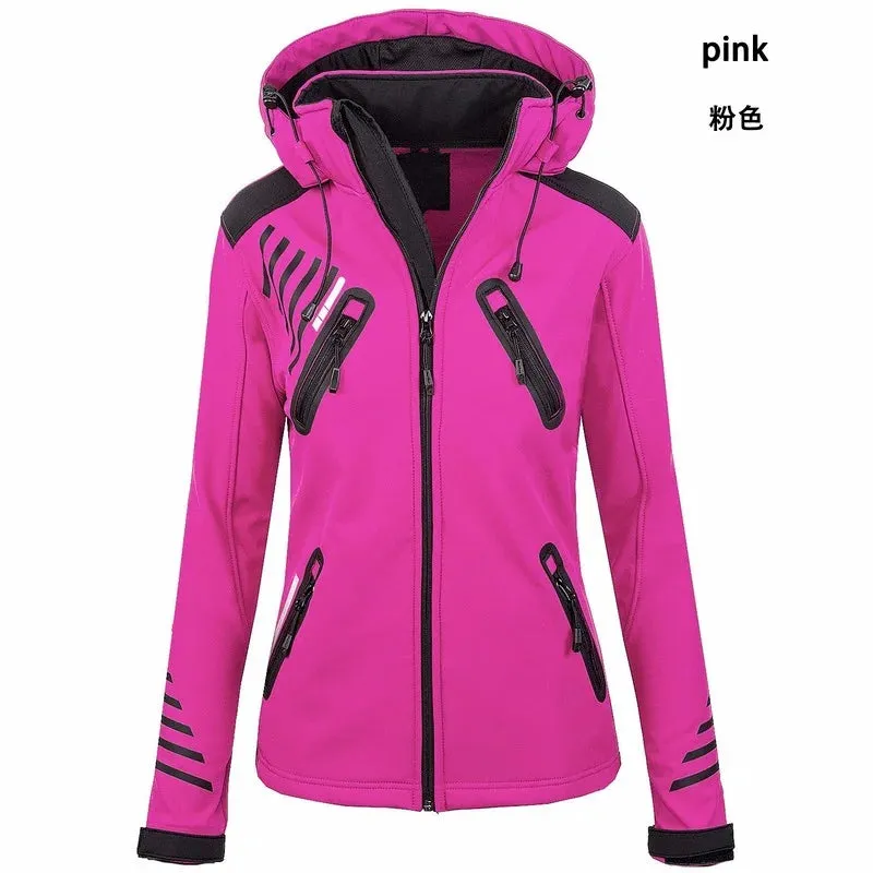 ZOGAA Women's Waterproof Jacket Outdoor Mountaineering Zipper Jacket Sports Softshell Jackets