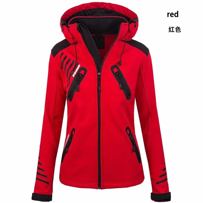 ZOGAA Women's Waterproof Jacket Outdoor Mountaineering Zipper Jacket Sports Softshell Jackets